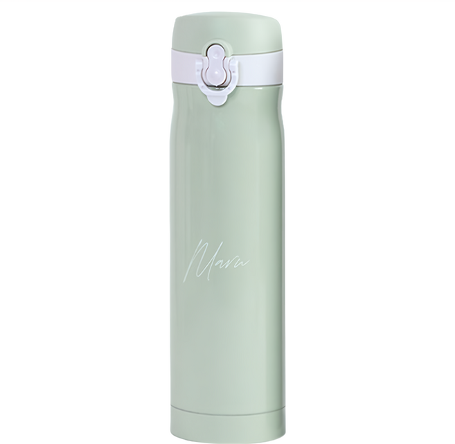 Maru 丸山製研 彈蓋保溫瓶 500ml 瓶身304不鏽鋼 瓶蓋PP, 酪梨綠, 1個