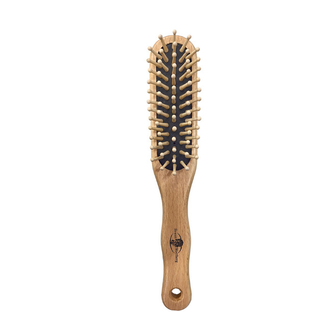 Braun Wettberg 珀薇 德國製 好好握長型圓珠木齒氣墊好按摩梳 50g, 原木色, 1個