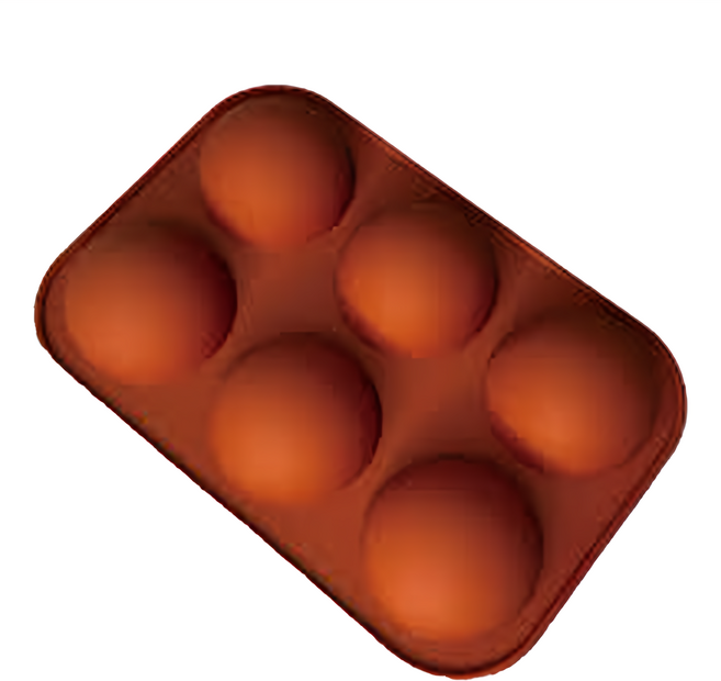 pavoni ITALIAI 六連半圓形矽膠模 FR001 300 x 175mm 適溫-40~230度, 紅色, 1個