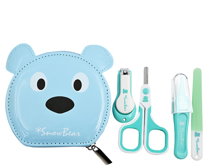 Snow Bear 小白熊 幼兒專用指甲剪套組, 藍色 + 綠色 + 白色, 1組