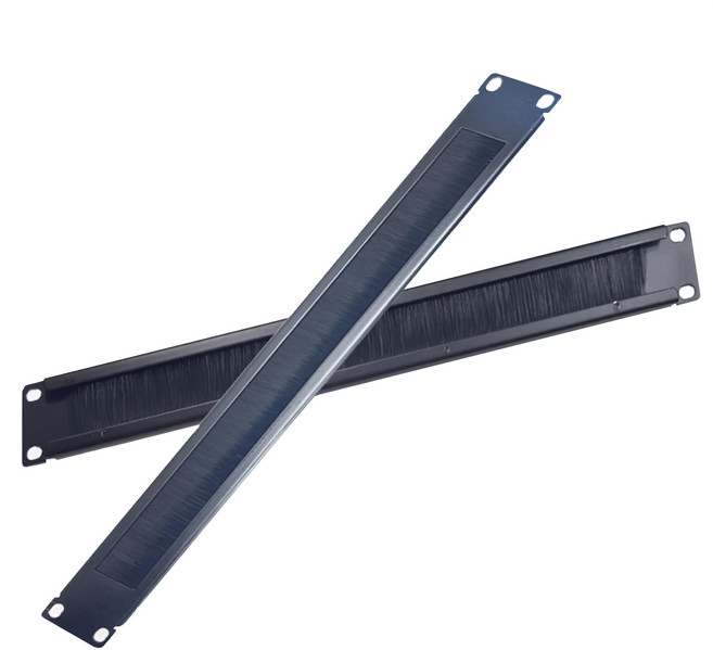 Neon 台灣霓虹 機櫃1U毛刷走線擋板 1.5毫米優質冷軋鋼板 尼龍材質 黑色 寬44.45mm, 482.6mm, 1個