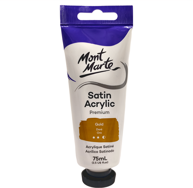 Mont Marte 蒙瑪特 緞面壓克力顏料 金色, 75ml, 1色