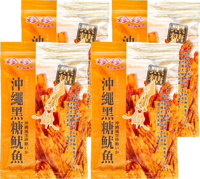 珍珍 沖繩黑糖魷魚絲, 75g, 4包