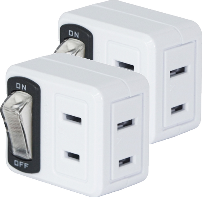 Kinyo 壁插 2孔, 白色, 2個, 38mm