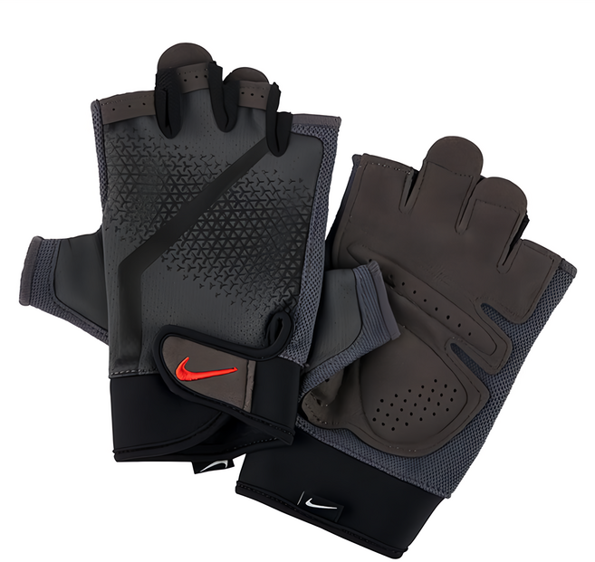 NIKE 耐吉 MEN'S EXTREME FITNESS 手套, 灰色 + 黑色 + 紅色, 1雙
