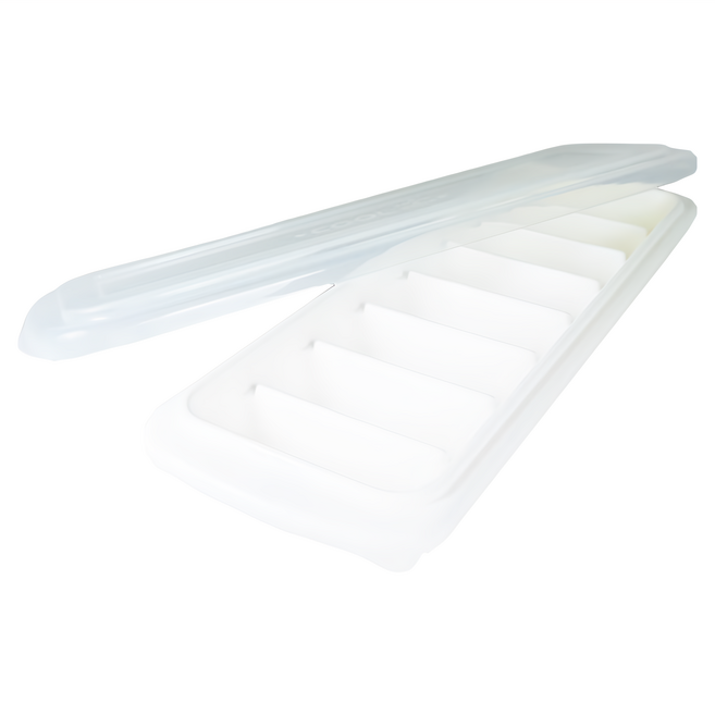 inomata 製冰盒 盒身有韌性 扭一扭盒身即可簡單取冰 透明盒身 加蓋設計, 白色, 1個