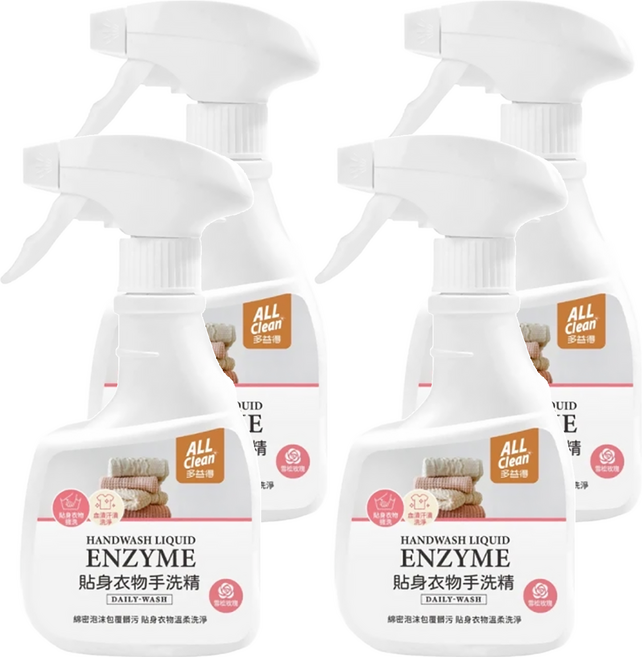 do it 多益得 ALL Clean 貼身衣物手洗精 雪松玫瑰, 360ml, 4瓶