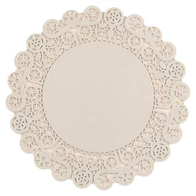 FLaiTO 矽膠蕾絲杯墊, 象牙白色, 10個