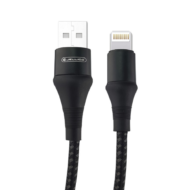 JELLiCO 杰力科 高抗系列 USB - Lightning 充電傳輸線 智能芯片 快速穩定安全充電, 1.2m, 黑色, 1條