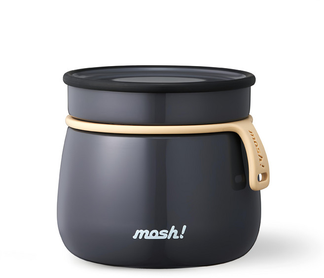 mosh Latte Food Jar 不鏽鋼保溫保冷食物罐, 黑色, 350ml, 1個