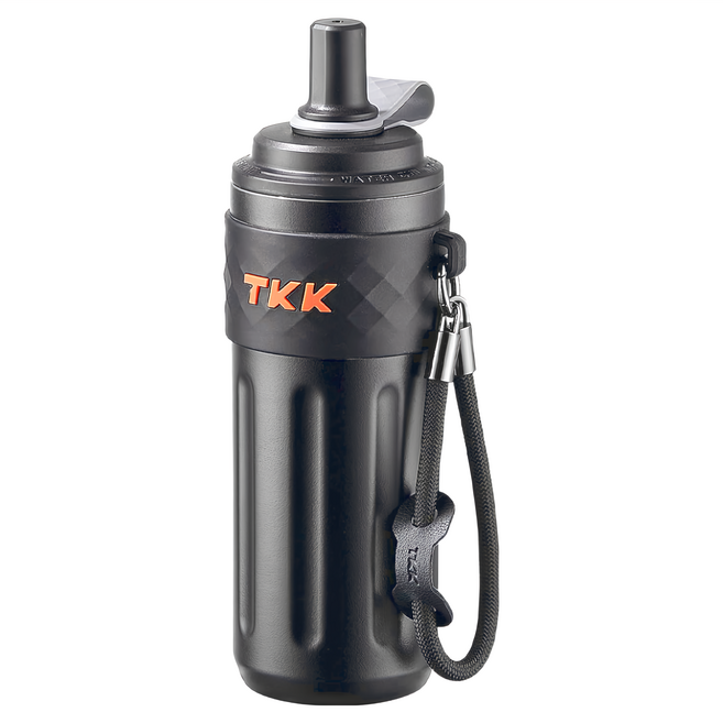 TKK 律動吸管杯 316不鏽鋼 x 陶瓷噴塗保溫杯 運動水壺 500ml, 夜瀾黑, 1個