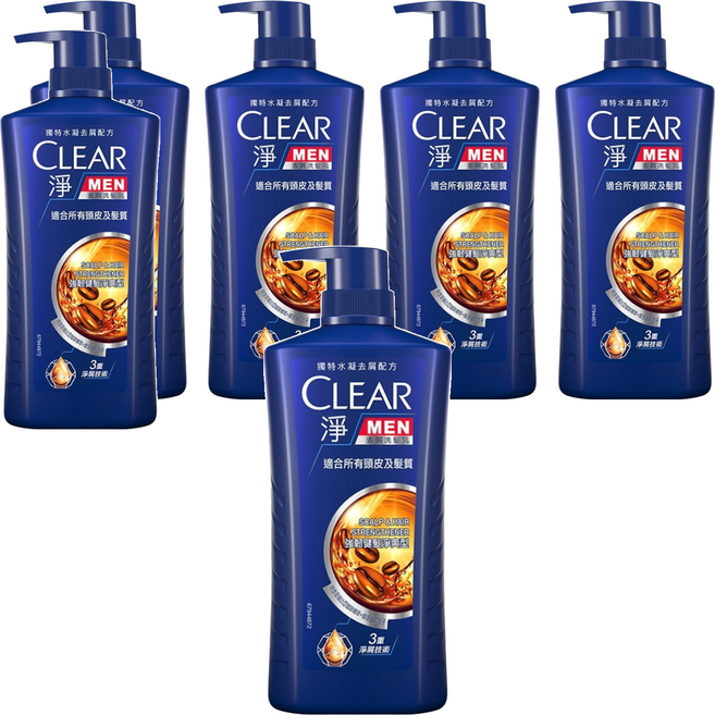 CLEAR 淨 男士去屑洗髮乳 強韌健髮淨爽型, 750g, 6瓶