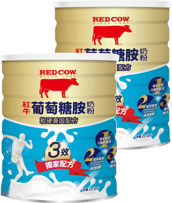 RED COW 紅牛 葡萄糖胺奶粉 軟硬兼固配方, 1.5kg, 2罐