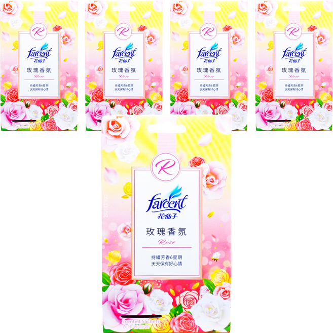 Farcent 花仙子 衣物香氛袋, 30g, 5盒, 玫瑰香氛