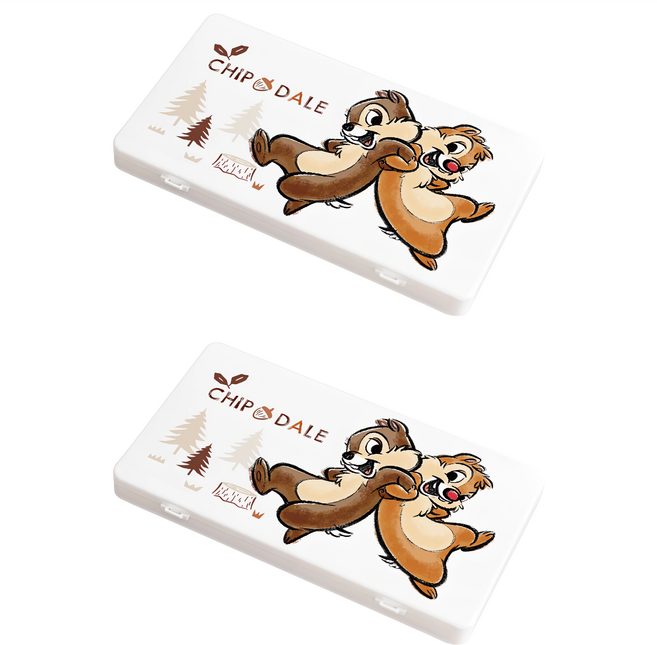 CHIP 'N' DALE 奇奇蒂蒂 迪士尼口罩收納盒 18.4x10.4x1.5cm, 拉手奇奇蒂蒂 白色, 2個