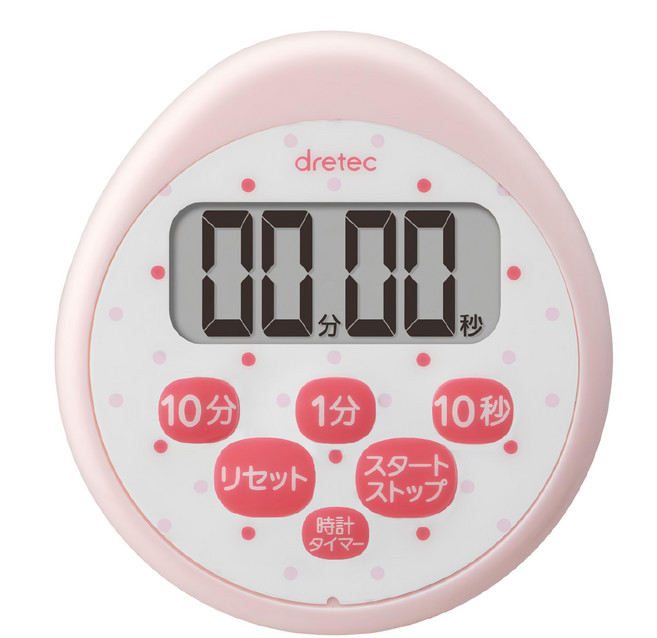 dretec 小點點日本防水滴蛋型時鐘計時器 6按鍵 T-565PK 粉色, 1個