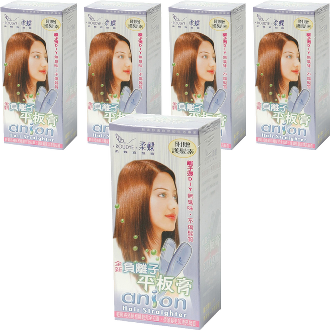 Roudye 柔蝶 DIY離子燙平板膏 第一劑120ml+第二劑110ml, 5盒, 180g