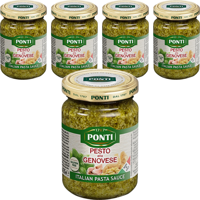 PONTI 熱那亞風味青醬 義大利麵醬, 135g, 5罐