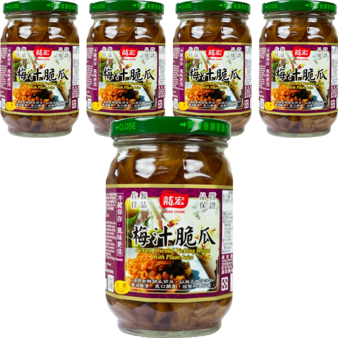 龍宏 梅汁脆瓜, 410g, 5罐