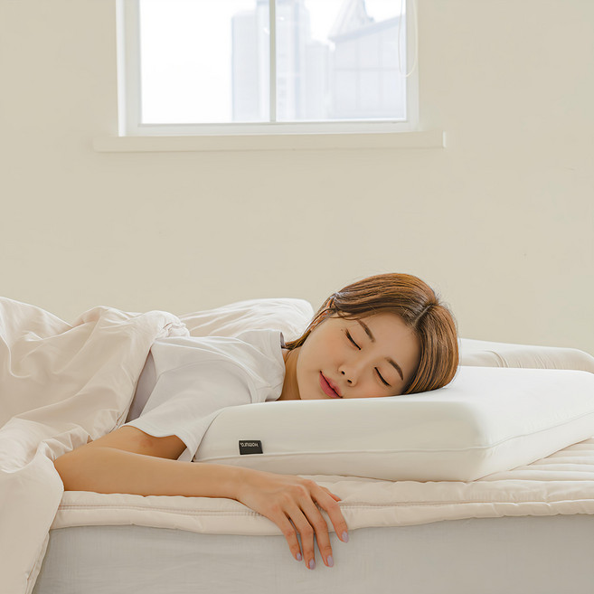 Homuro 舒眠隱藏式核心記憶棉頸椎枕, 1個, 藍色+乳白色