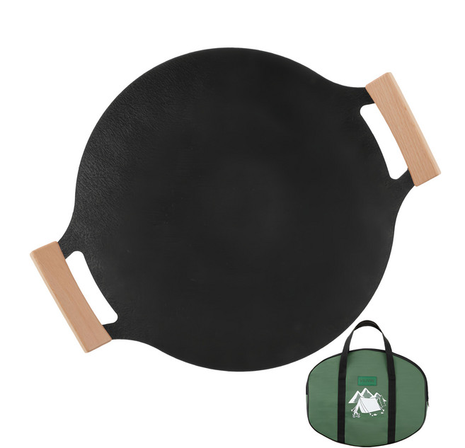 Vilivin 露營用鑄鐵烤盤套裝 + 專用收納包, 36cm, 1組