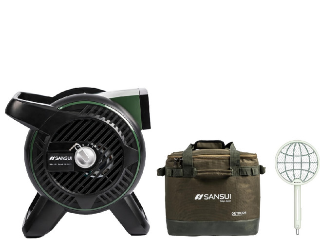 SANSUI 山水 循環渦輪扇 附收納袋 + 電蚊拍 野戰綠, SZF-99G