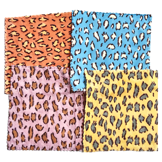 超柔軟吸水珊瑚絨豹紋抹布 豹紋, 4條