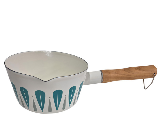 SHUEHO 樹可 樹葉牛奶鍋 1L 琺瑯鍋 附木柄, 15cm, 長青綠, 1個