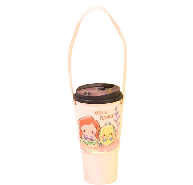 Disney 迪士尼 Ufufy手提防水飲料杯套 CA919C-1 28 x 12.5cm, 愛麗兒比目魚 米色, 1個