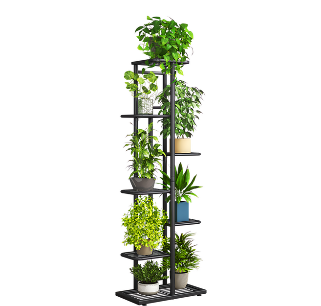 FAmILyLIFE 生活 工業風置物花架 A-281-G 22.2 x 41.3 x 126cm 2.12kg, 鐵灰色, 7層