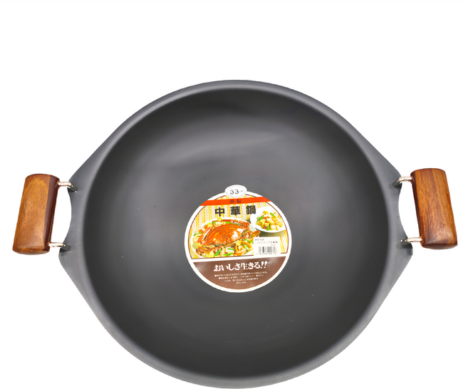 EPORAS 適用電磁爐雙耳中華鐵鍋 (HIB-C33) 鐵製 鍋深約85mm 1.7kg, 33cm, 黑色, 1個