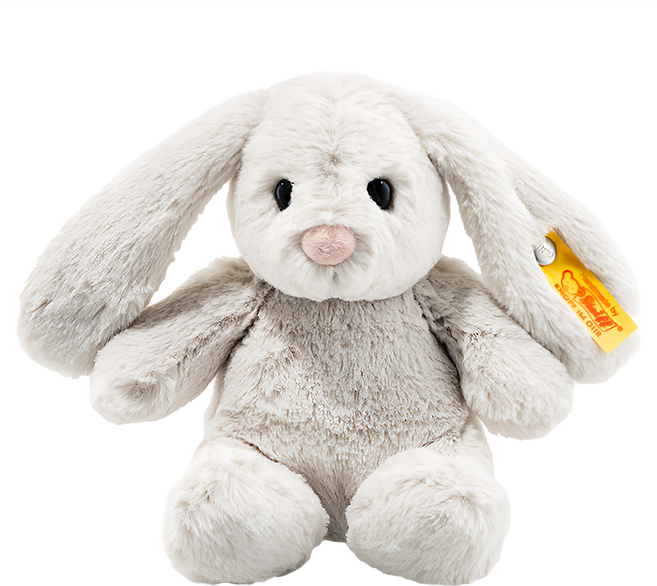 Steiff 德國金耳釦泰迪熊 黃標玩偶 柔軟可愛, 18cm, Hoppie rabbit light grey, 1個