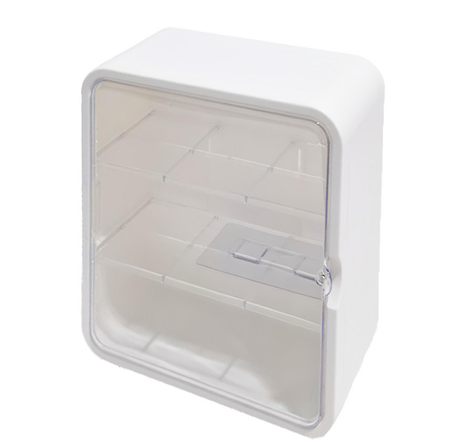 收納展示櫃 盲盒收納盒 奶油白 PS+PET材質, 1個