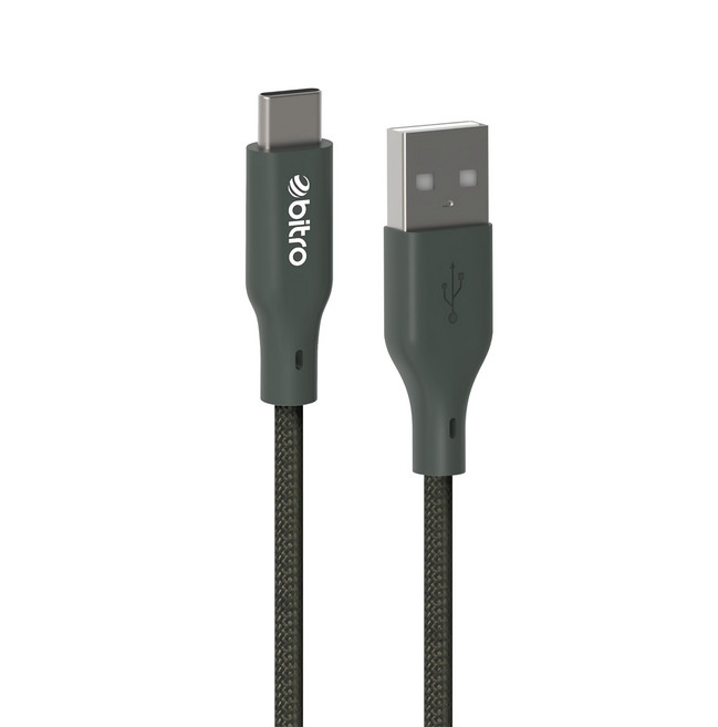 bitro USB-A-USB-C 柔韌編織傳輸快充線, 2m, 松煙灰, 1條