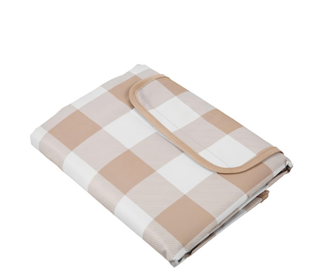 comet 手提折疊式防水野餐墊, 米色格紋款