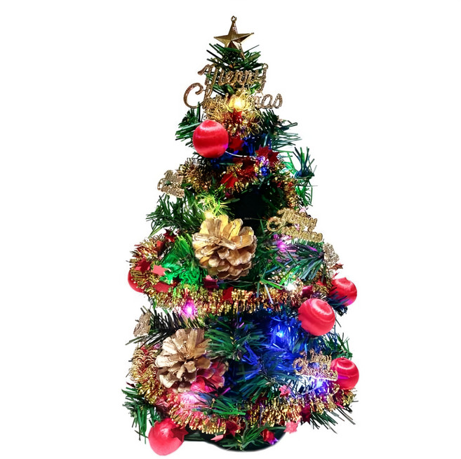 耶誕迷你裝飾聖誕樹 20燈LED銅線燈 彩光 USB/電池兩用充電, 聖誕老人紅果系, 1組