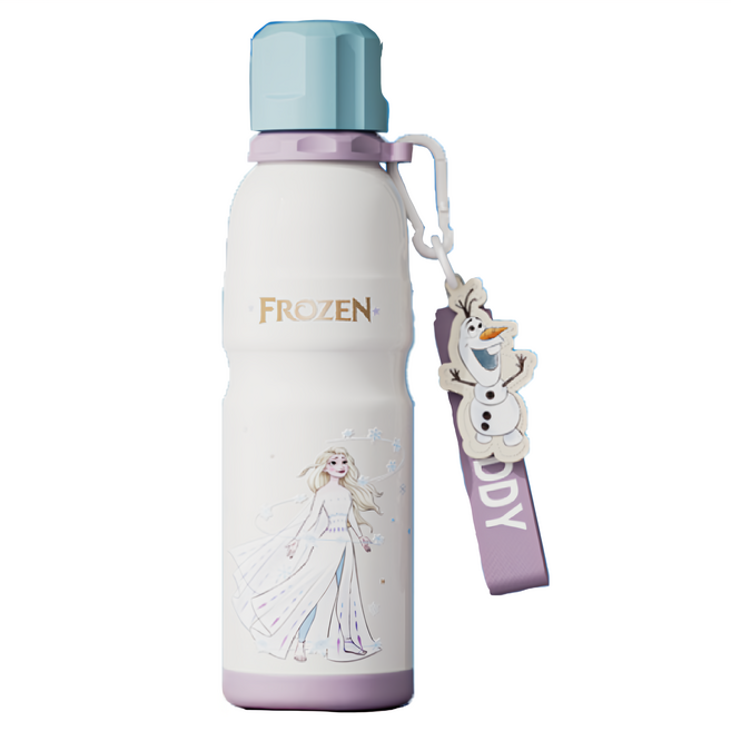 BEDDYBEAR 杯具熊 冰雪奇緣 FROZEN 運動水壺 600ml 雪花艾莎, 雪花艾莎 米色 + 紫色 + 藍色, 1個