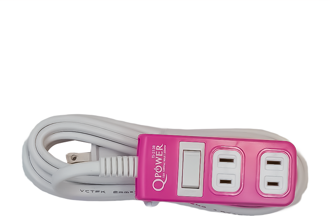 Tyson 太順電業 QPOWER 太超值 延長線 1切3座2P TS-213B, 4.5m, 洋紅色, 1條