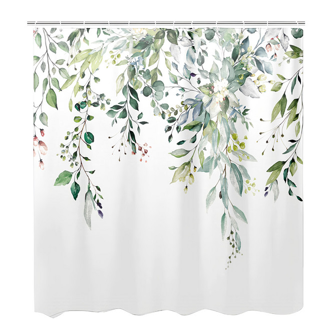 半島良品 不透光防霉防水浴簾 附掛勾, 花卉藤蔓, 1個