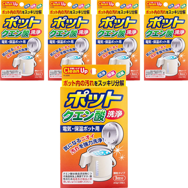 KOKUBO 小久保 檸檬酸熱水瓶清潔劑 3包, 60g, 5盒