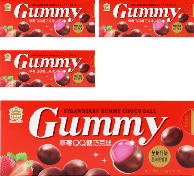 義美 QQ糖巧克球 草莓, 50g, 4盒