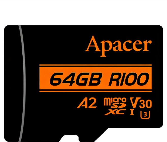 Apacer 宇瞻 MicroSDXC U3 V30 A2 Class10 快閃記憶卡, 64GB, 1個
