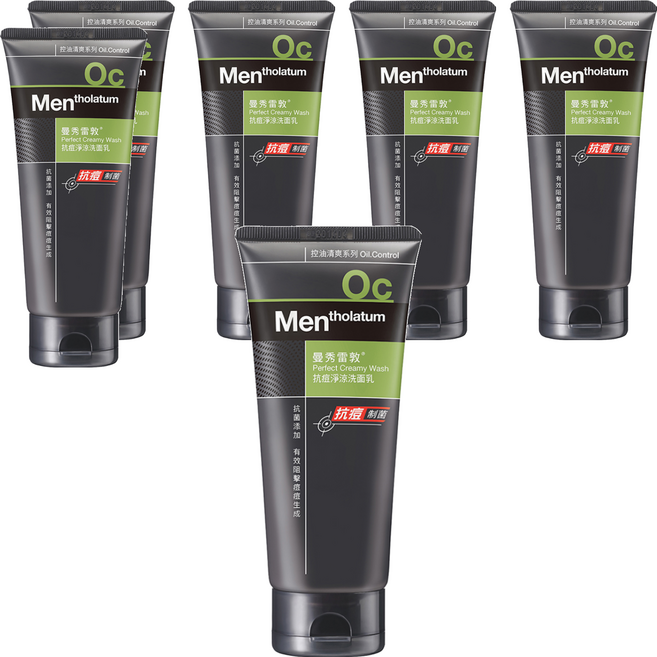 MENTHOLATUM 曼秀雷敦 台灣公司貨 男士抗痘淨涼洗面乳, 100g, 6條