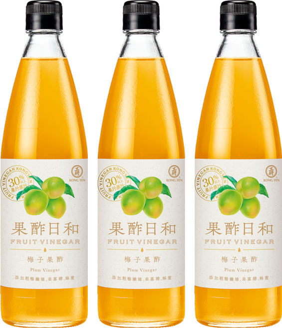 KONG YEN 工研 果酢日和 梅子果酢, 590ml, 3瓶