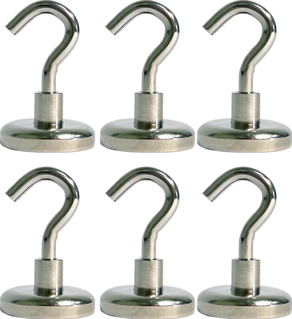 咪咪購物 強力磁鐵掛勾 拉力約34kg 直徑32mm, 銀色, 6個