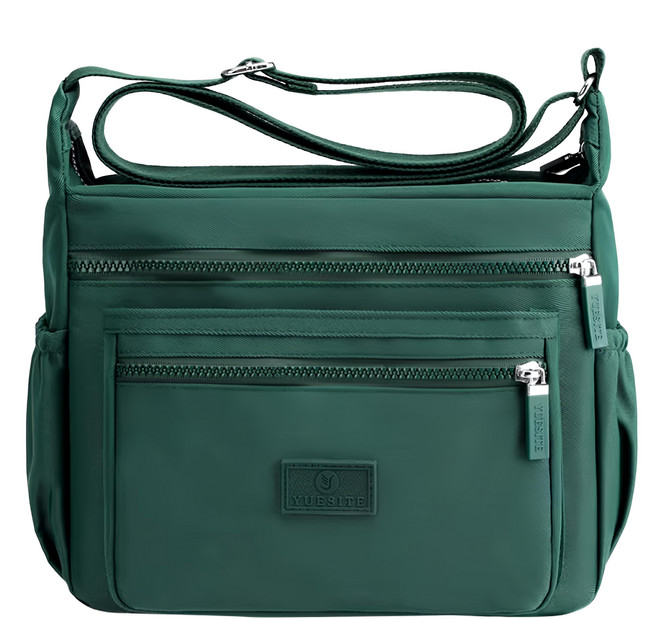 Yuesite 斜背包/肩背包 驚人收納力 總共有11個口袋, 深綠色