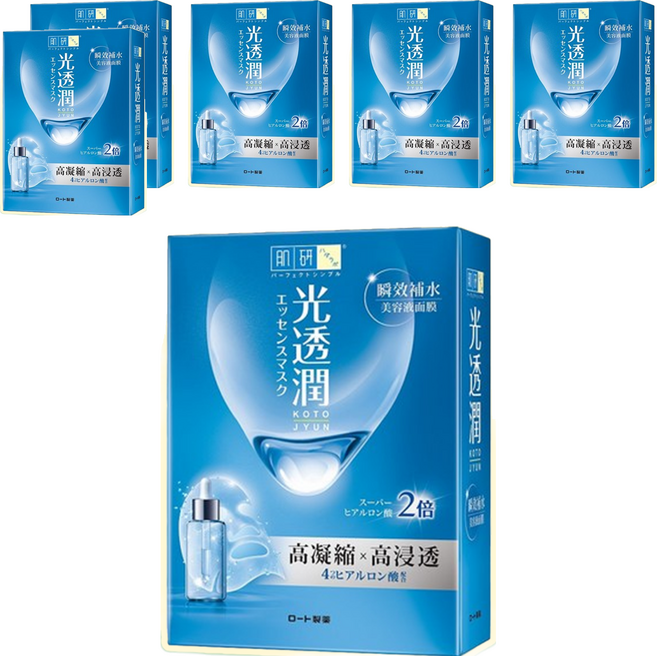 HADALABO 肌研 光透潤瞬效補水面膜 Set 超導植物纖維 立體剪裁 高效玻尿酸 水解礦物玻尿酸, 6片, 6盒