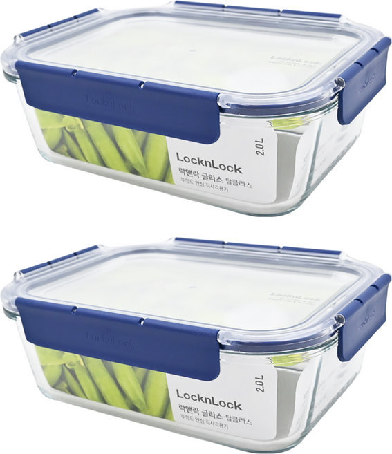 LocknLock 樂扣樂扣 頂級透明耐熱玻璃保鮮盒, 2組, 容器 + 蓋子