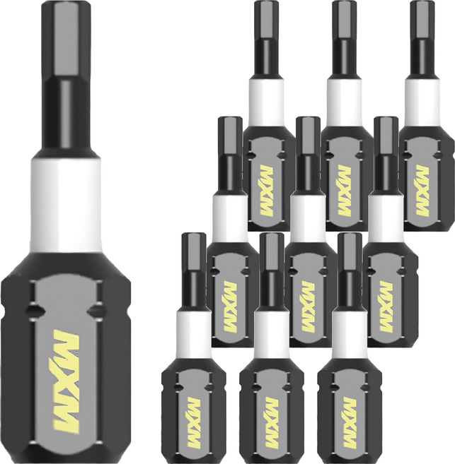 MXM TOOLS 抗衝擊單頭六角型起子頭 MB26031 25 x 3mm, 10個