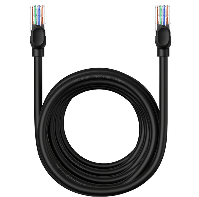 Baseus 倍思 捷速 超五類RJ45千兆網路線 圓線, 星曜黑, 8m, 1條